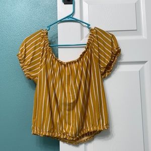 Yellow stripped off-the-shoulder too